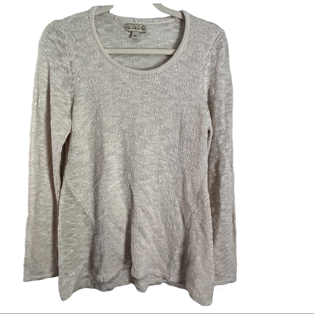 Live and Let Live Women’s Long Sleeve Sweater Top Beige/Cream Sz Large Petite